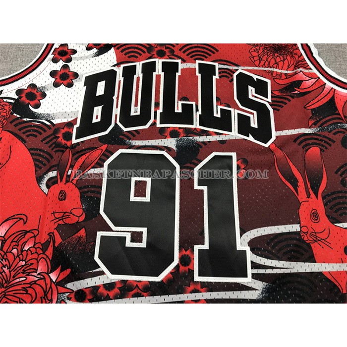 Maillot Chicago Bulls Dennis Rodman NO 91 Mitchell & Ness Lunar New Year Rouge